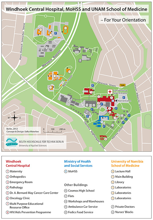 Karte: Nutzerspezifische Gestaltung von Grundstücksplänen am Beispiel des Central State Hospital Windhoek