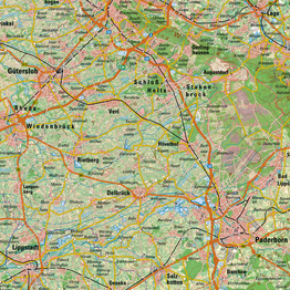Topographische Satellitenbildkarten: Berlin und Westfälische Bucht / Weserbergland