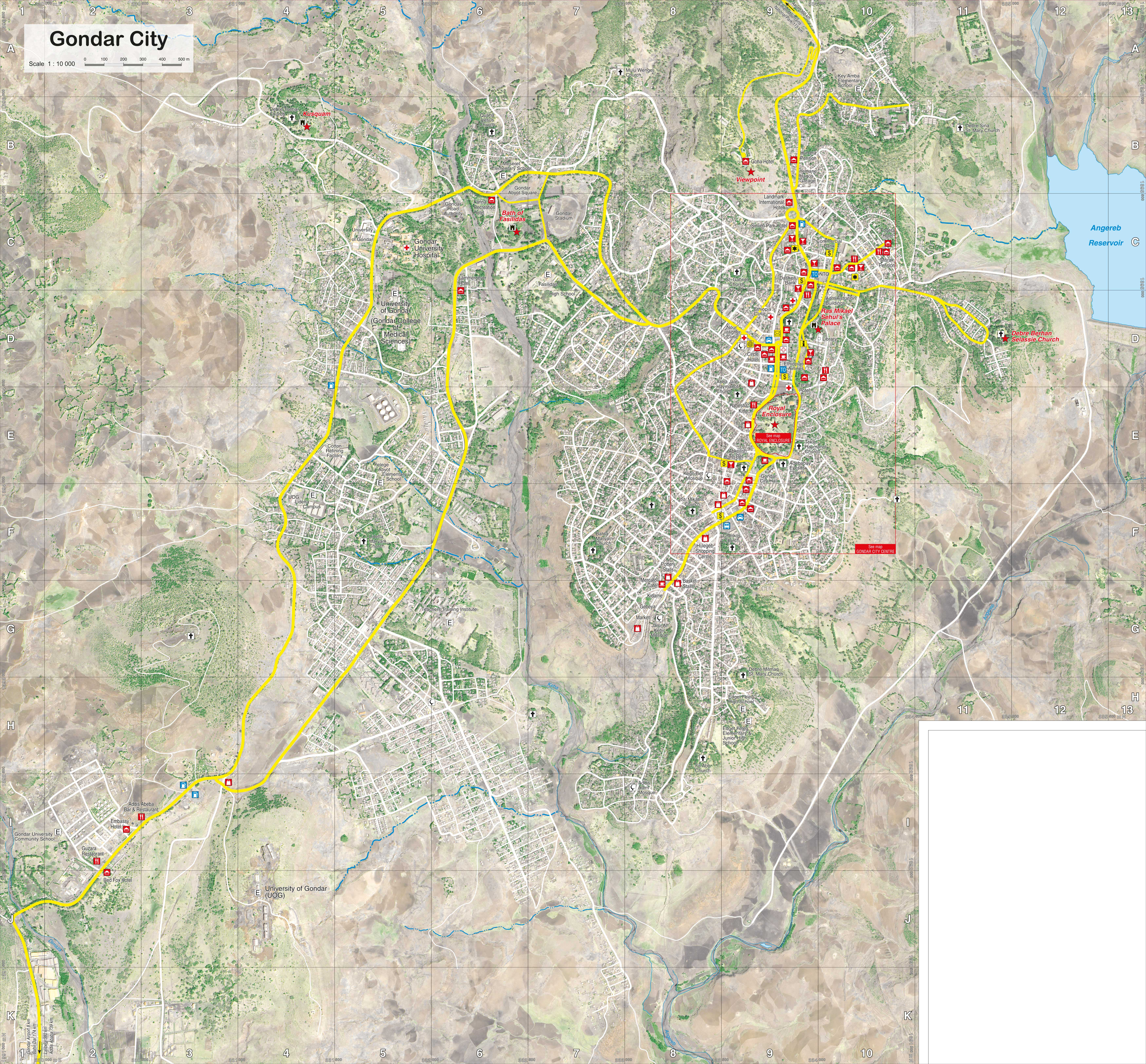 Karte: Entwicklung einer touristischen Satellitenbildkarte von Gondar - Äthiopien