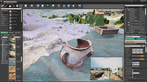 Unreal Engine mit der photogrammetrisch erfassten Ausgrabungsstätte sowie einem antiken Krug