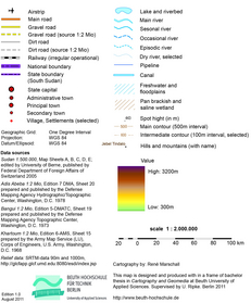 Legende: Entwicklung einer Karte für das Staatsgebiet des Südsudans