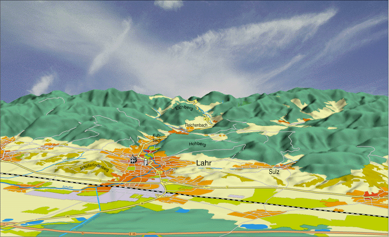 Panoramakarte eines badischen Weinbaugebietes