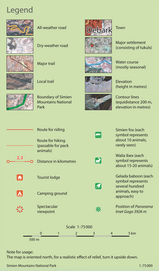 Legende: Entwicklung einer touristischen Satellitenbildkarte des Semien Mountains Nationalpark - Äthiopien