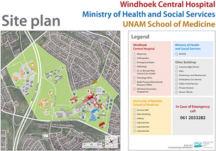 Karte: Nutzerspezifische Gestaltung von Grundstücksplänen am Beispiel des Central State Hospital Windhoek