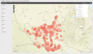 Gebiete mit Einfluss von Akteur 1 (Government or mutinous force) von 2011 bis Mitte 2018
