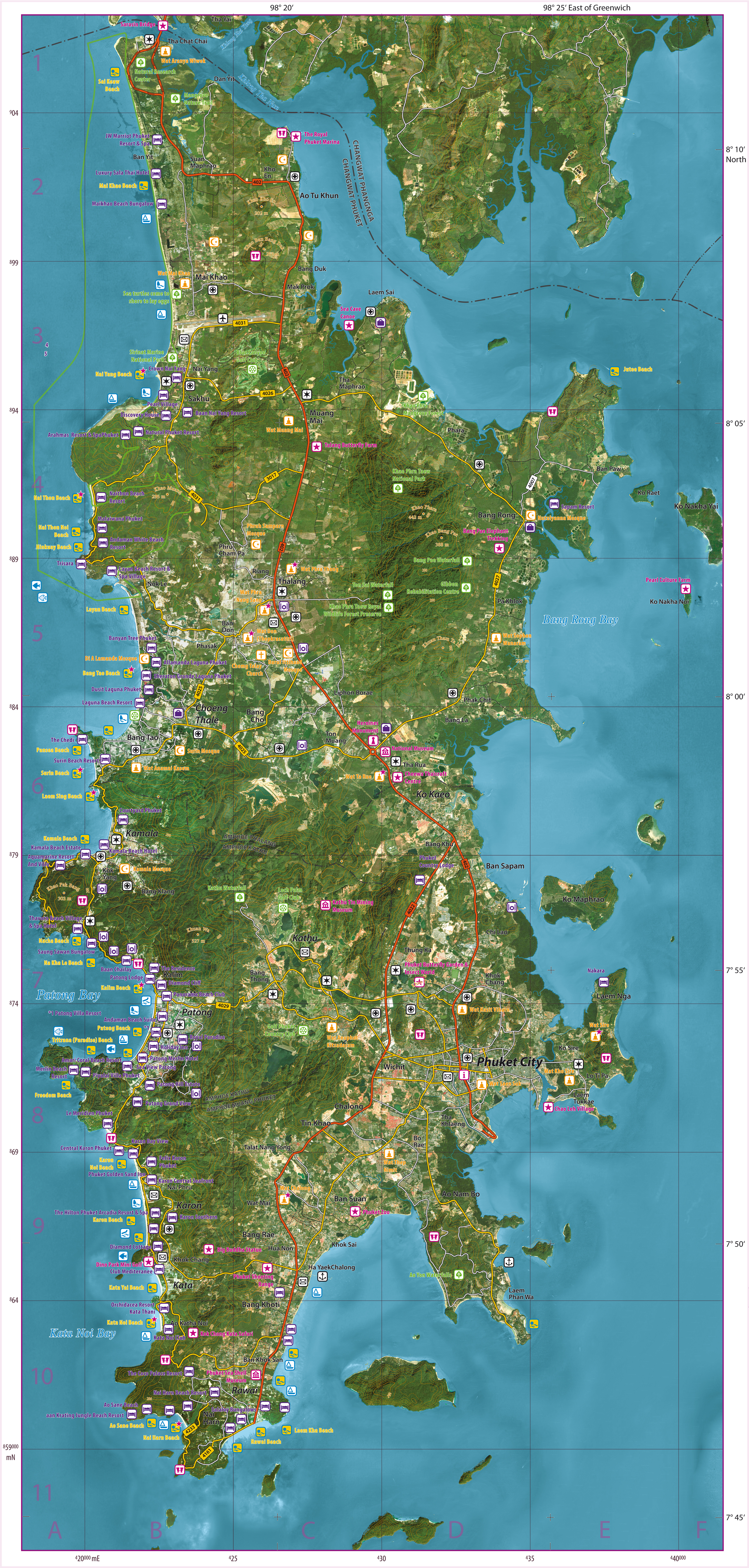 Karte: Entwicklung einer touristischen Satellitenbildkarte von Phuket